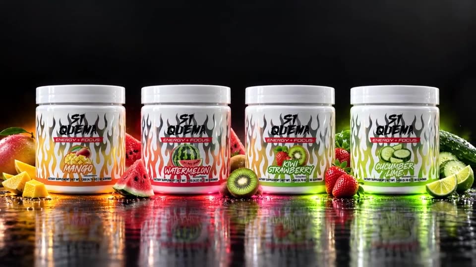 Sí Quema Variety Pack: Mango, Watermelon, Kiwi Strawberry and Cucumber Lime side by side